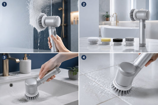 Brosse électrique Klyn : usages multi-surfaces douche vasque carrelage