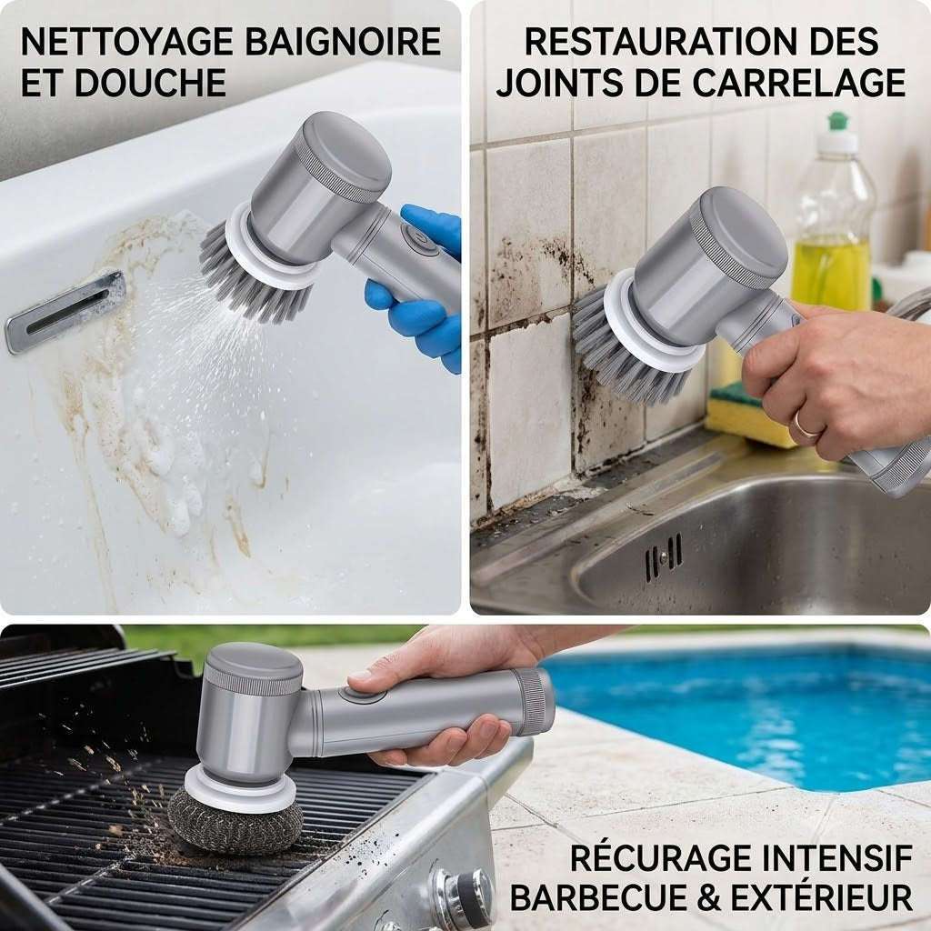 Brosse rotative pour nettoyer les joints de carrelage