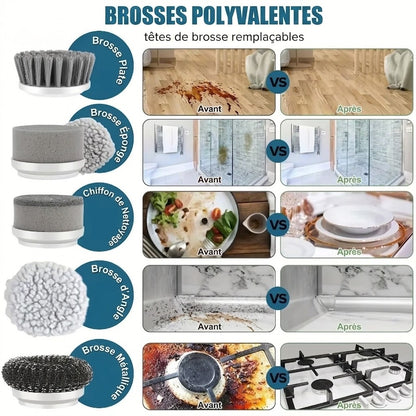 Brosse de ménage électrique pour robinetterie et évier