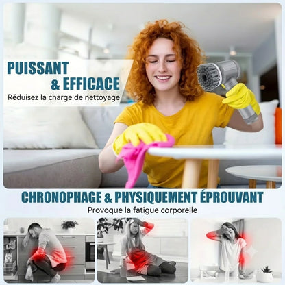 Brosse de nettoyage rotative à poignée ergonomique