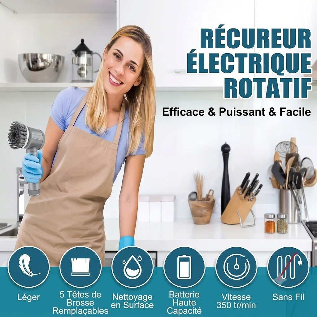 Brosse électrique rotative pour nettoyer la cuisine